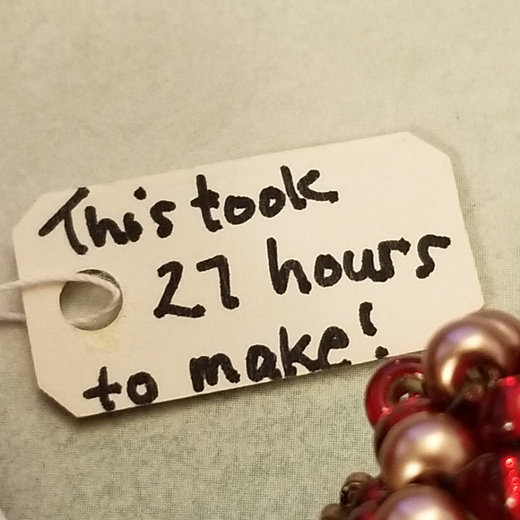 *HP* HANDMADE Seed Bead Necklace Red Gold - Picture 7 of 8